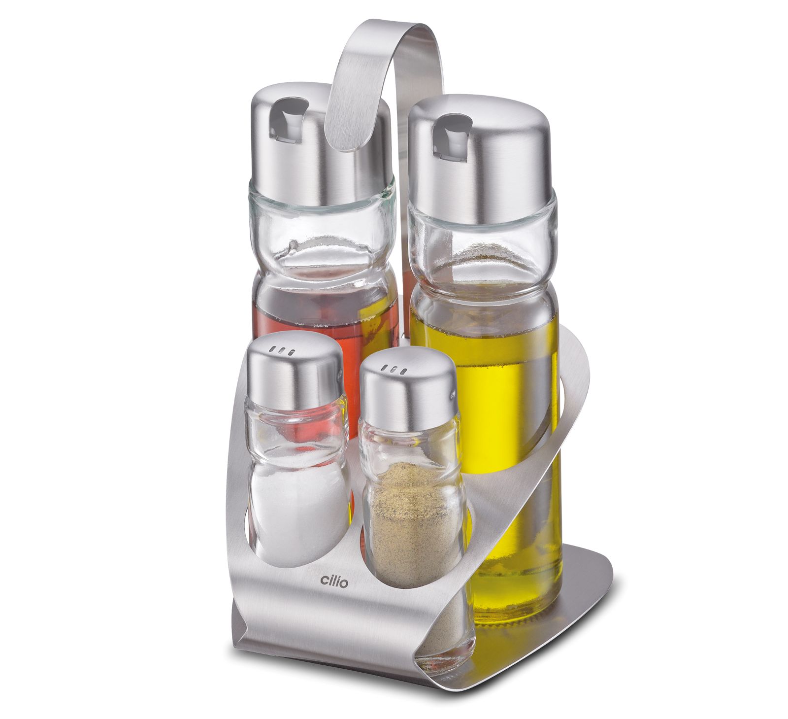 613506 OSTERIA Menážka 5 ks (sada na ocet, olej, sůl a pepř) nerez